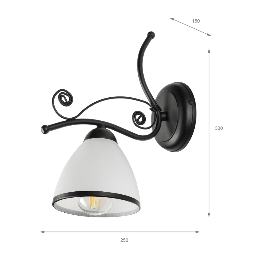 Aplica de perete RETRO 1x E27/60W/230V negru/alb