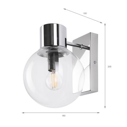 Aplica de perete SFERIO 1xE14/5W/230V crom lucios/sticlă transparentă