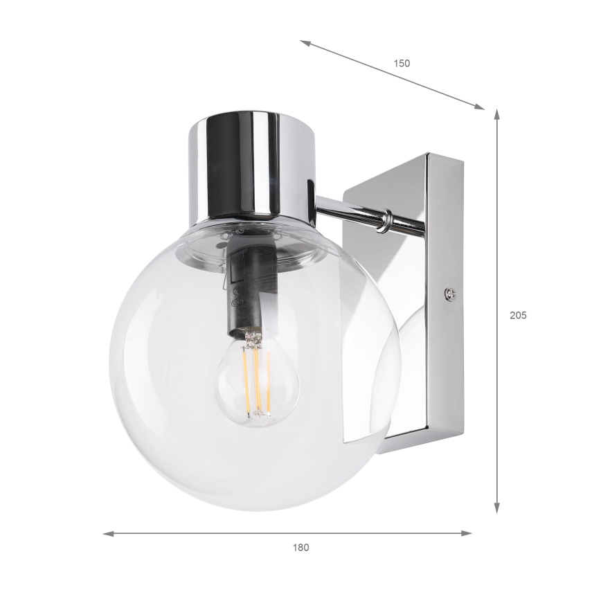 Aplica de perete SFERIO 1xE14/5W/230V crom lucios/sticlă transparentă
