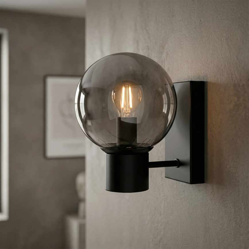 Aplică de perete SFERIO 1xE14/5W/230V negru / negru fumuriu