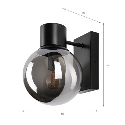 Aplică de perete SFERIO 1xE14/5W/230V negru / negru fumuriu