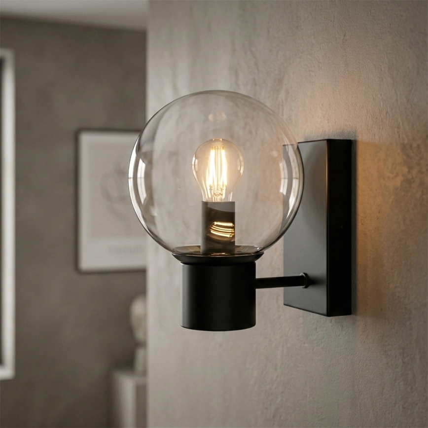 Aplica de perete SFERIO, 1xE14/5W/230V, negru/transparent