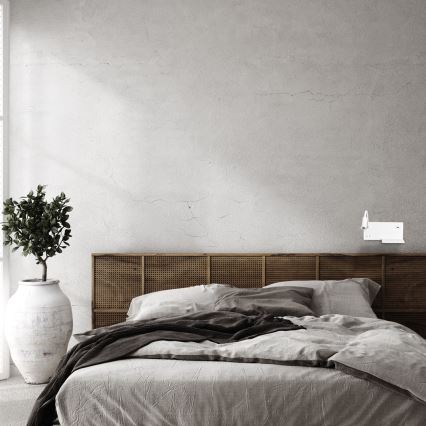 Aplica de perete SHELF, LED/4W+LED/5W+LED/2W/230V, cu port USB, alb