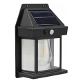 Aplică de perete solară cu senzor, LED, 3,7V 600 mAh, IP44, neagră