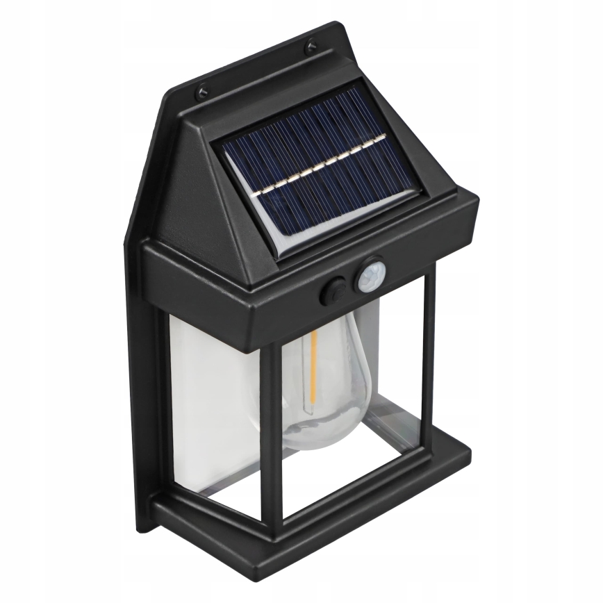 Aplică de perete solară cu senzor, LED, 3,7V 600 mAh, IP44, neagră