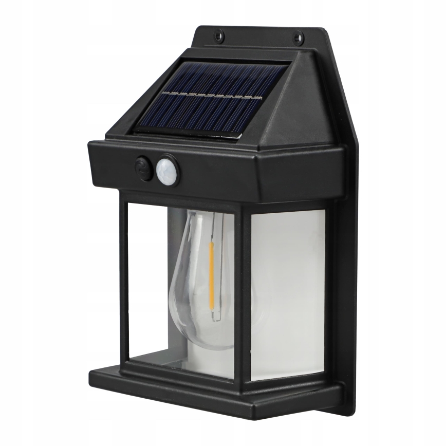 Aplică de perete solară cu senzor, LED, 3,7V 600 mAh, IP44, neagră