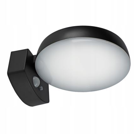 Aplică solară de perete LED reglabilă cu senzor, LED/3W/3,7V 1800 mAh IP54, negru