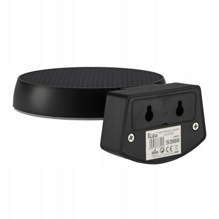 Aplică solară de perete LED reglabilă cu senzor, LED/3W/3,7V 1800 mAh IP54, negru