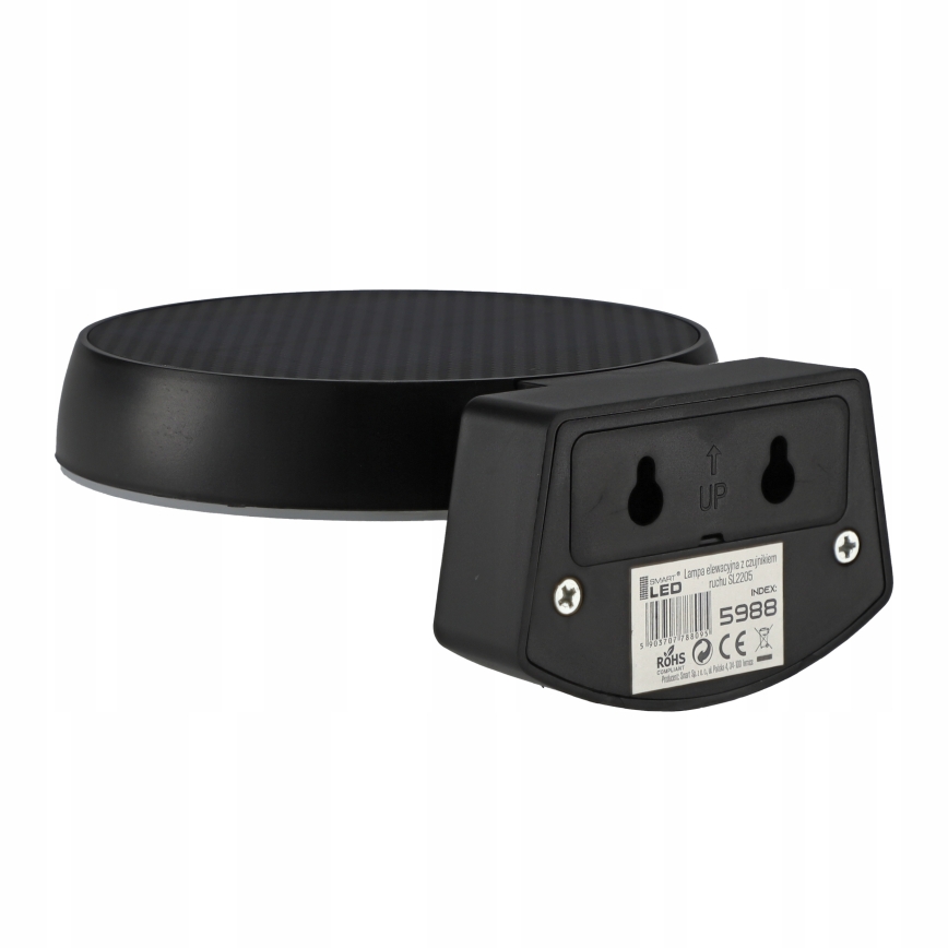 Aplică solară de perete LED reglabilă cu senzor, LED/3W/3,7V 1800 mAh IP54, negru