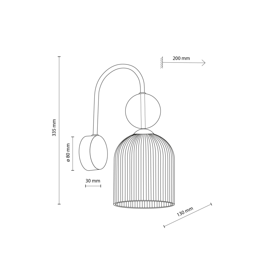 Aplica de perete SOPHIA, 1xE14/10W/230V, negru/bej fumuriu