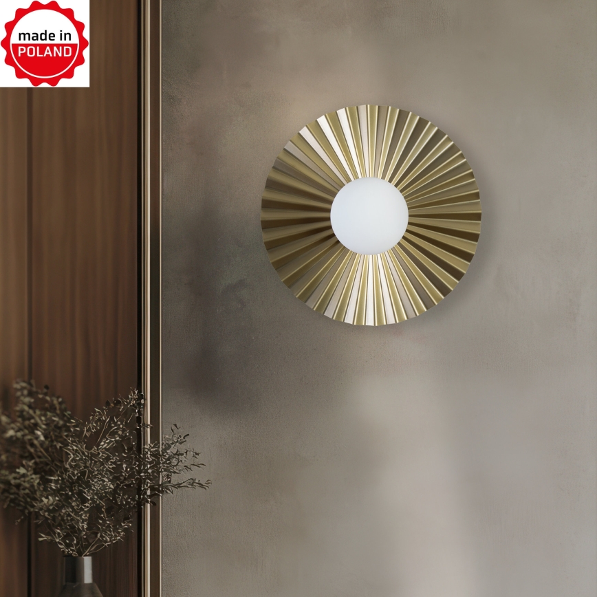 Aplica de perete SUNPLISS 1xG9/10W/230V Ø 35 cm auriu/crem