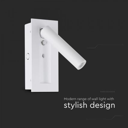 Aplica de perete tip spot LED, 2W, 230V, 3000K, alb