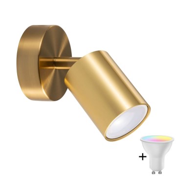 Aplică de perete tip spot LED RGBW reglabilă GOLDI 1xGU10/4,8W/230V 3000K auriu + telecomandă