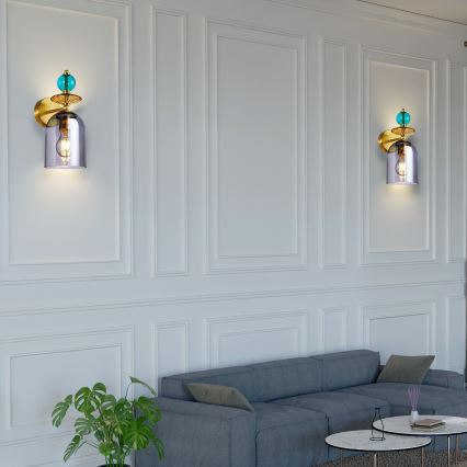 Aplica de perete TROPEA 1xE27/15W/230V auriu/albastru/bej fumuriu/gri