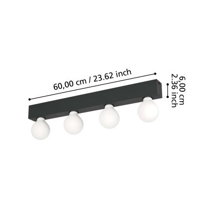 Aplică 4xE27/40W/230V neagră Eglo