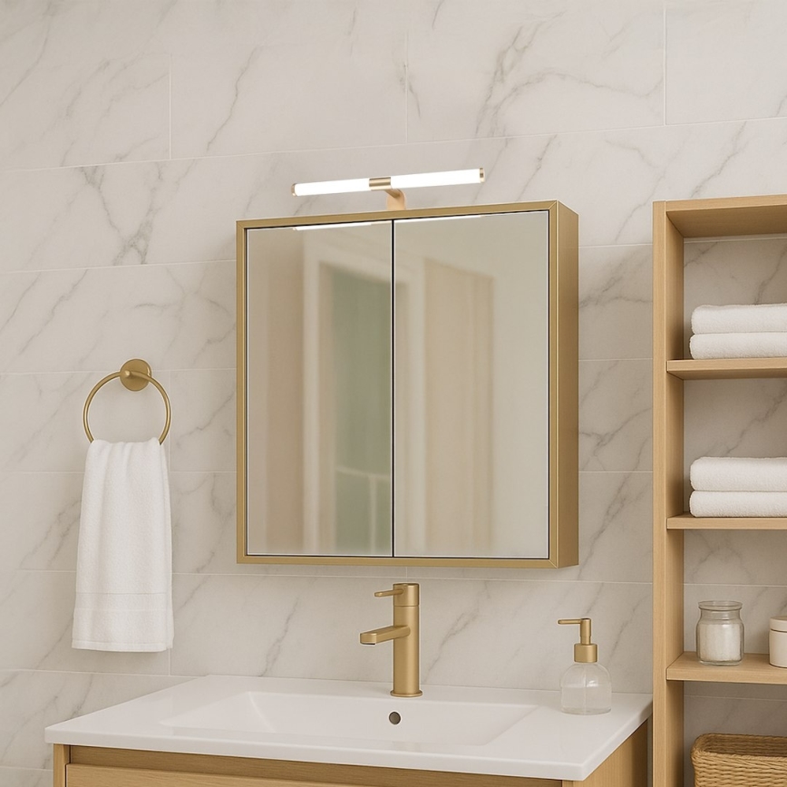 Aplică LED 2în1 pentru oglindă de baie APA LED/6W/230V 40 cm IP44 auriu