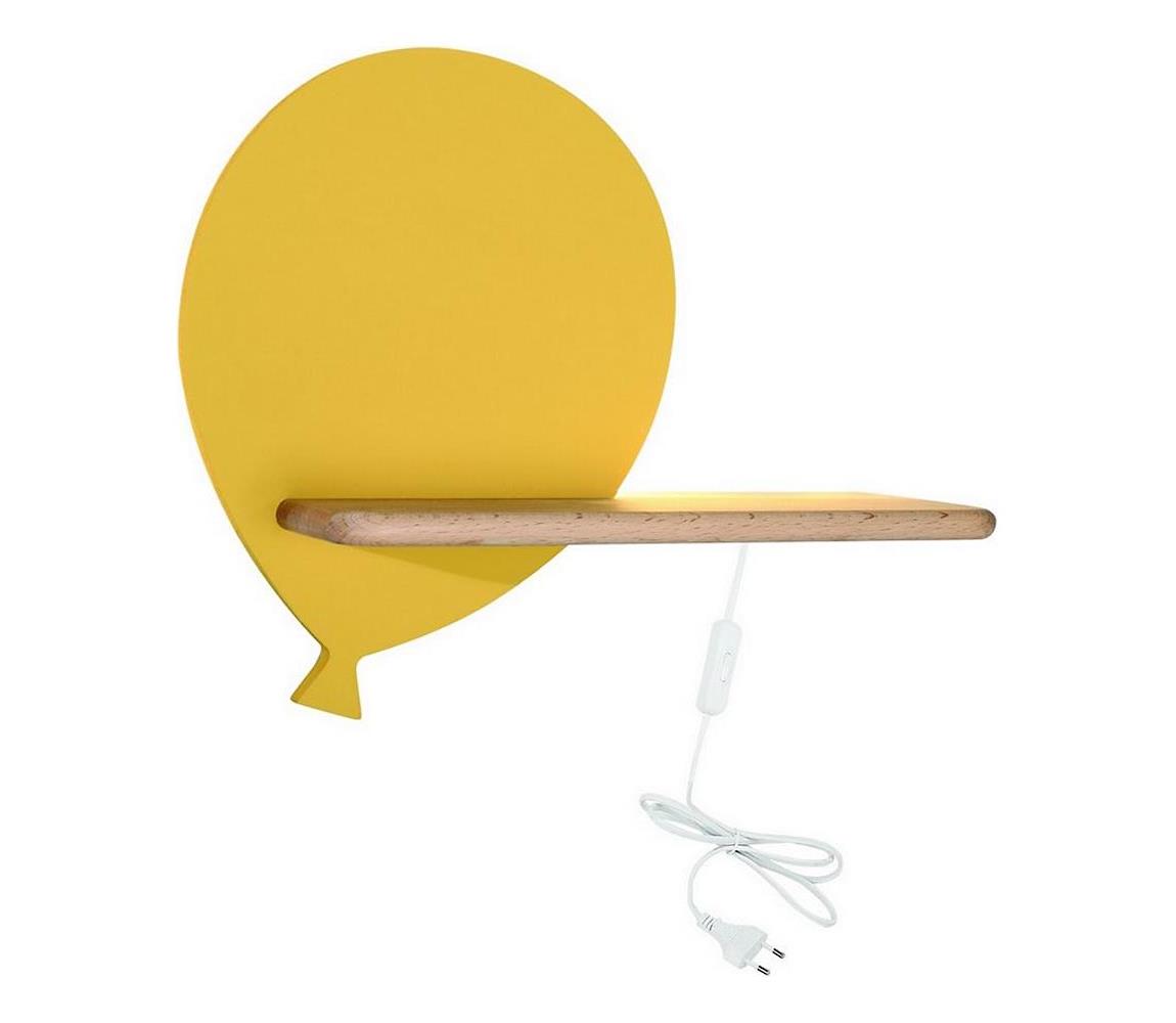 Aplică LED cu raft pentru copii BALLOON LED/4W/230V galbenă/lemn