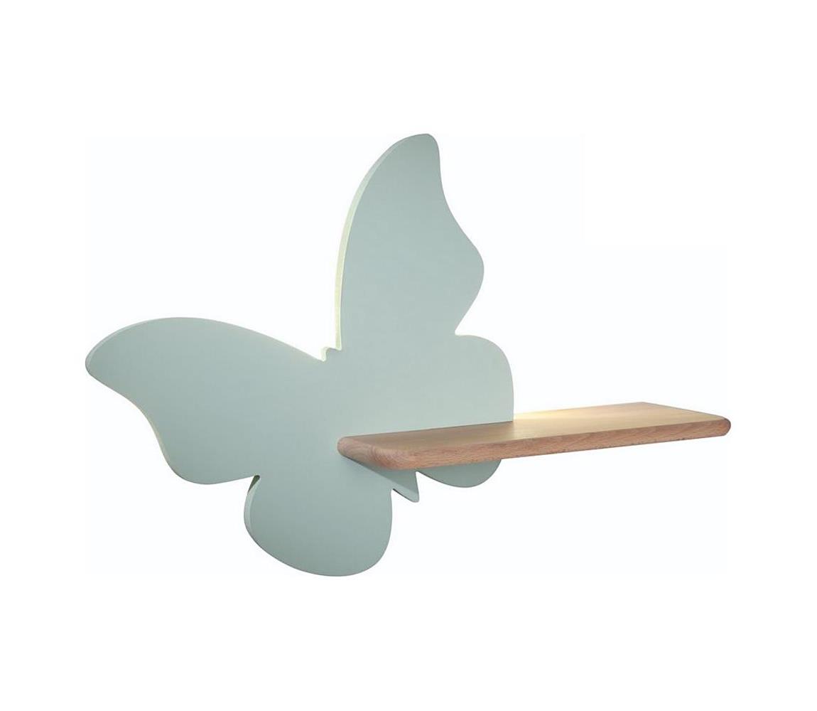 Aplică LED cu raft pentru copii BUTTERFLY LED/5W/230V verde/lemn