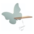 Aplică LED cu raft pentru copii BUTTERFLY LED/5W/230V verde/lemn
