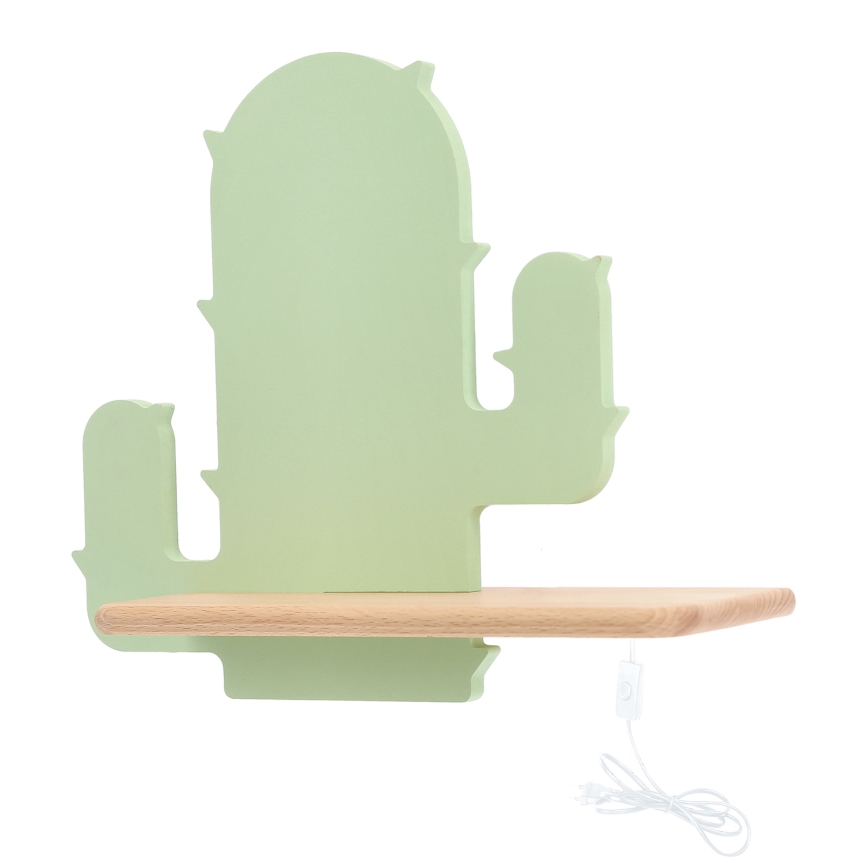 Aplică LED cu raft pentru copii CACTUS LED/4W/230V verde/lemn