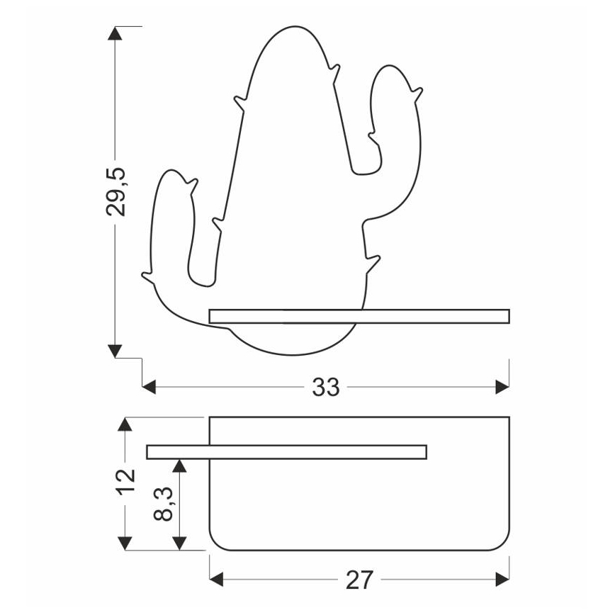 Aplică LED cu raft pentru copii CACTUS LED/4W/230V verde/lemn
