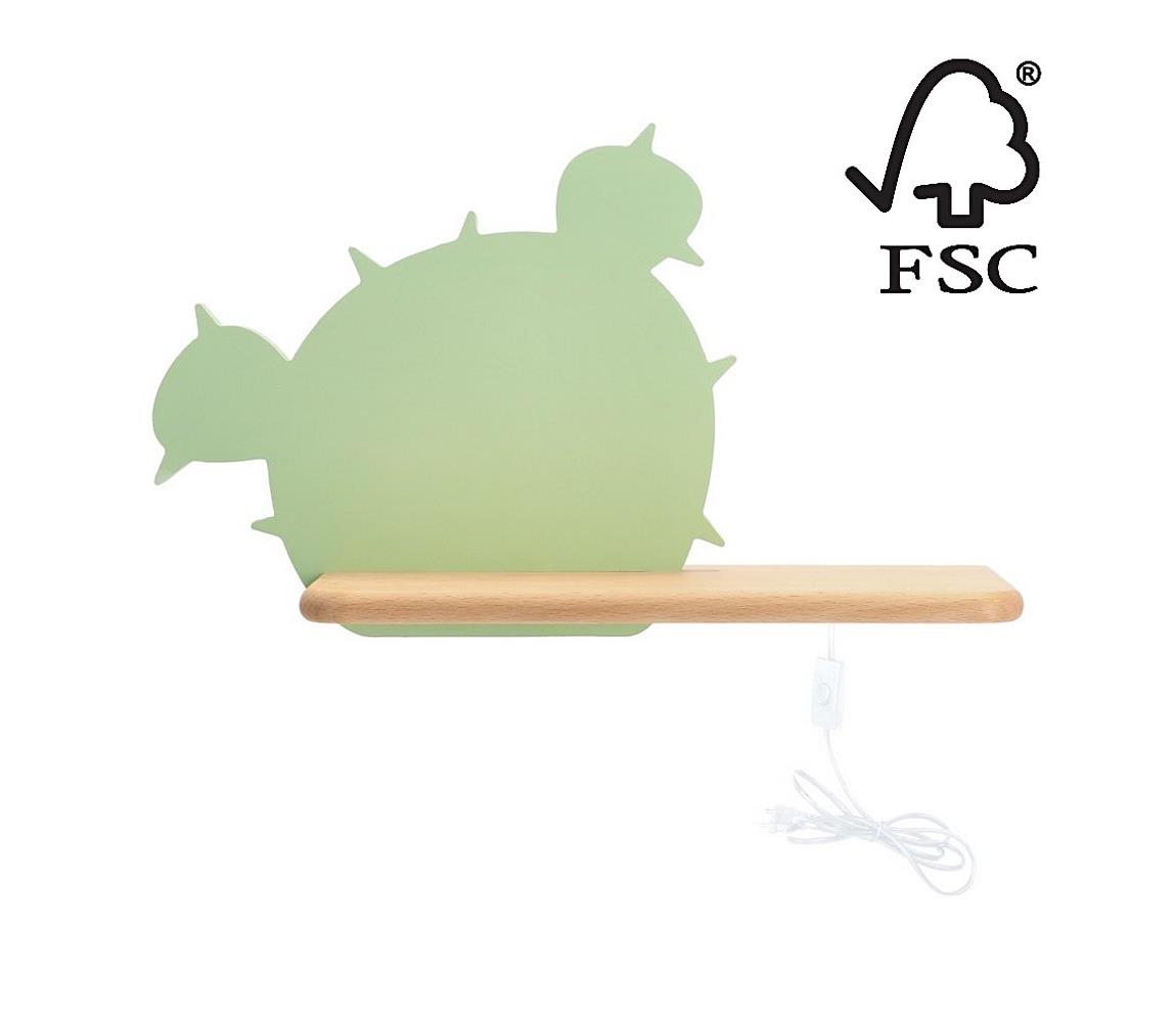 Aplică LED cu raft pentru copii CACTUS LED/4W/230V verde/lemn