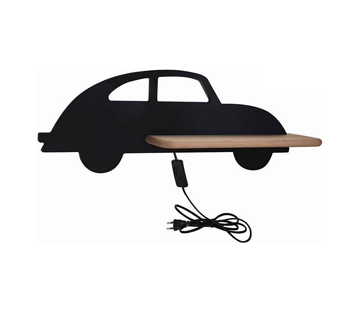 Aplică LED cu raft pentru copii CAR LED/5W/230V neagră/lemn