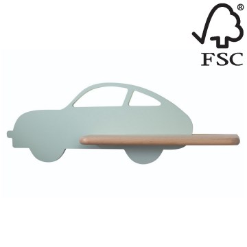 Aplică LED cu raft pentru copii CAR LED/5W/230V verde/lemn – certificat FSC