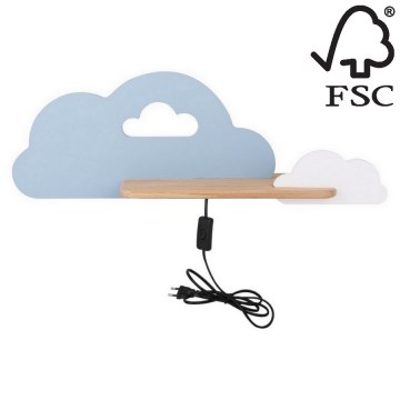 Aplică LED cu raft pentru copii CLOUD LED/5W/230V albastru/alb – certificat FSC