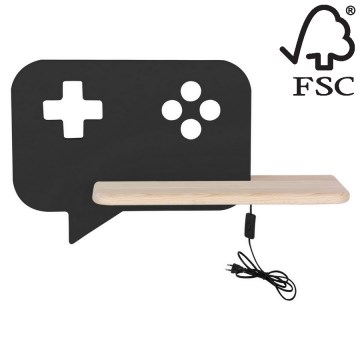 Aplică LED cu raft pentru copii CONSOLE LED/5W/230V negru – certificat FSC