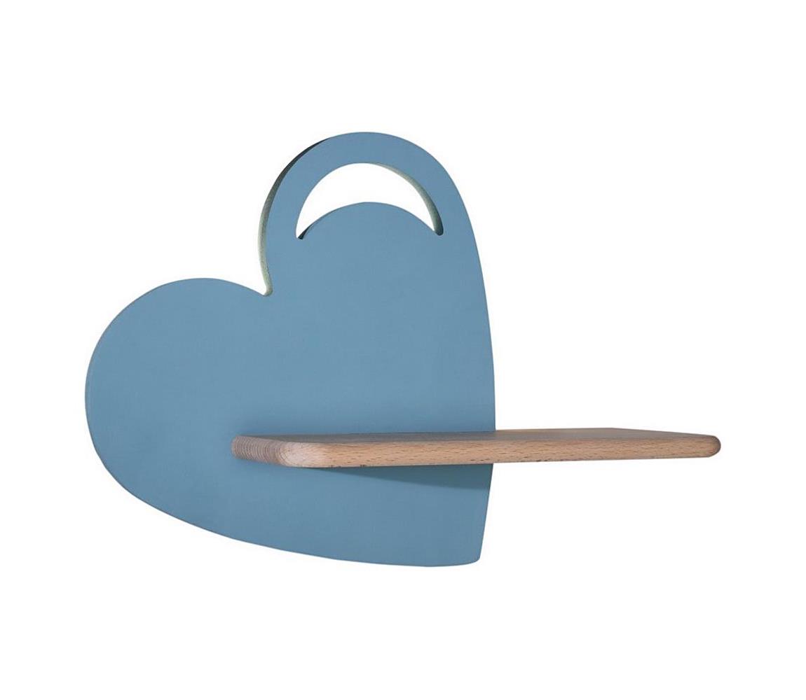 Aplică LED cu raft pentru copii HEART LED/5W/230V albastră/lemn