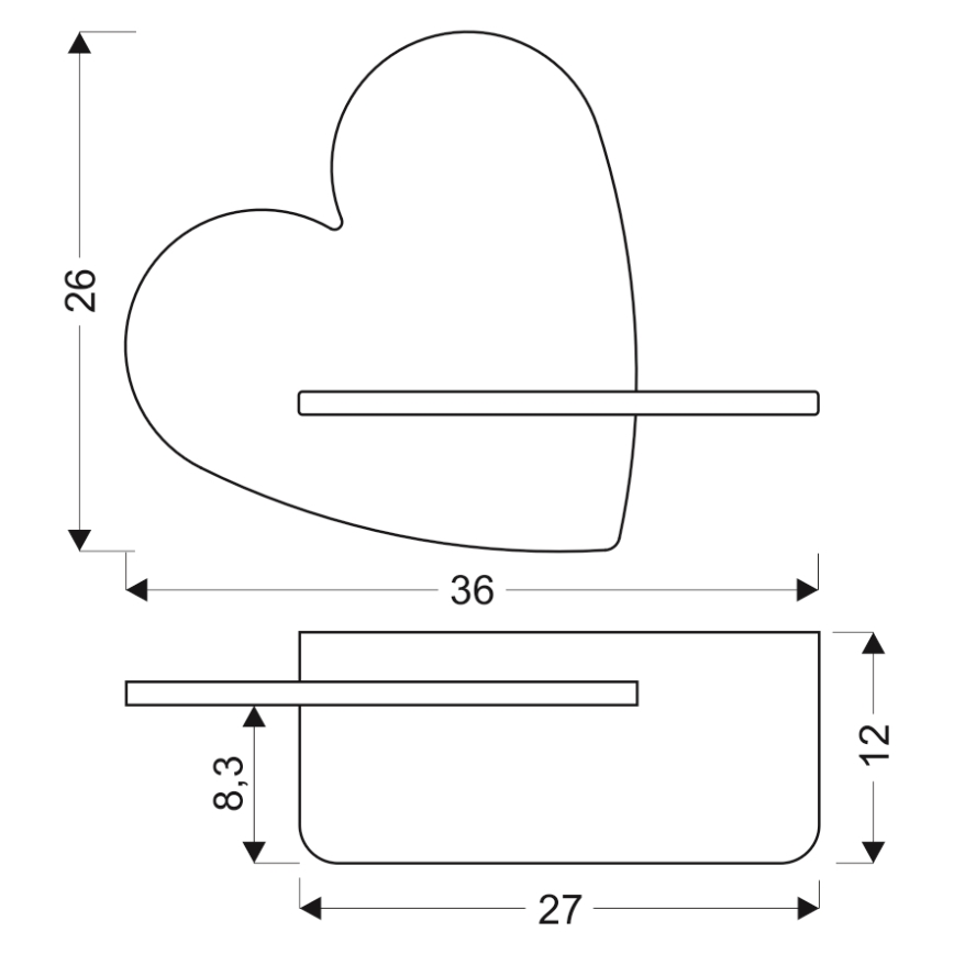 Aplică LED cu raft pentru copii HEART LED/5W/230V roz/lemn