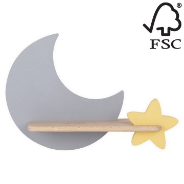 Aplică LED cu raft pentru copii MOON LED/5W/230V – certificat FSC