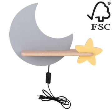 Aplică LED cu raft pentru copii MOON LED/5W/230V – certificat FSC
