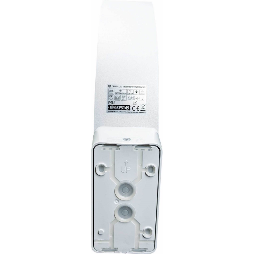 Lampă LED de perete pentru exterior, reglabilă, cu senzor de mișcare și de crepuscul, 12/15/20W, 230V, IP65, alb