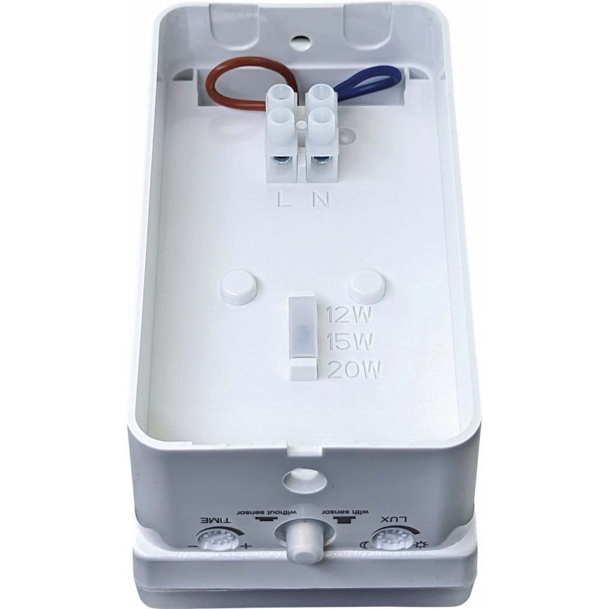 Lampă LED de perete pentru exterior, reglabilă, cu senzor de mișcare și de crepuscul, 12/15/20W, 230V, IP65, alb