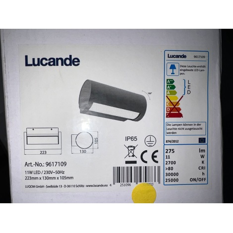 Aplică LED de exterior BOHDAN LED/11W/230V IP65 Lucande