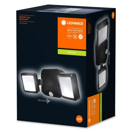 Aplică LED de exterior cu senzor BATTERY 2xLED/10W/6V IP54 Ledvance