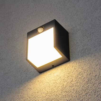 Aplică LED de exterior cu senzor Brilagi TERNI LED/12W/230V antracit IP44
