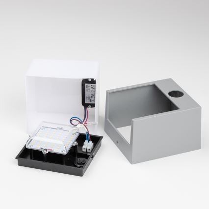 Aplică LED de exterior cu senzor Brilagi TERNI LED/12W/230V gri IP44