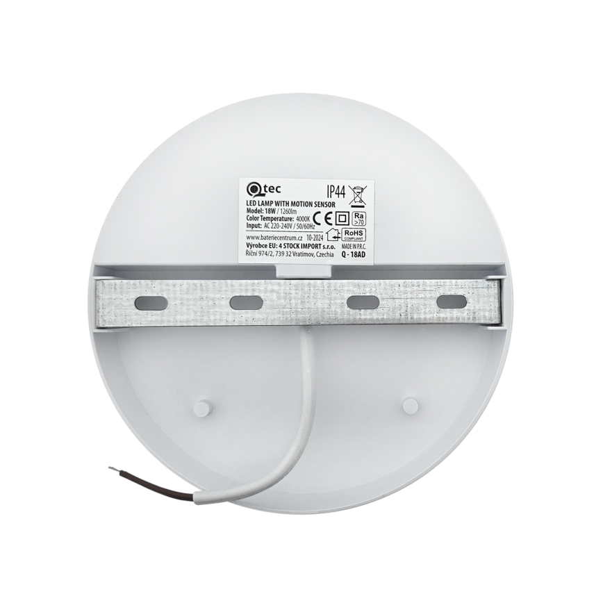 Aplica LED de exterior cu senzor de mișcare, 18W, 230V, IP44, alb