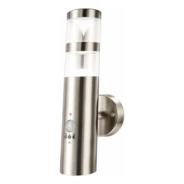 Aplică LED de exterior cu senzor de mișcare, 1x GU10/5W/230V, IP44, crom mat