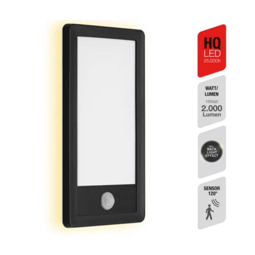 Aplică LED de exterior cu senzor LED/16W/230V IP44 Telefunken 313905TF