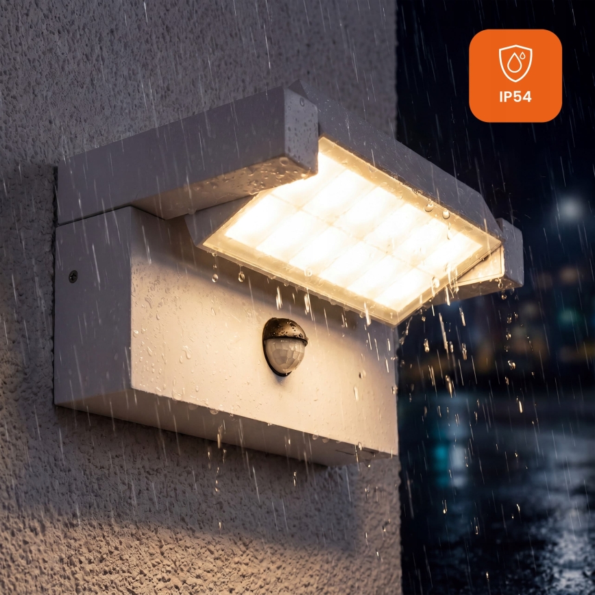 Lampă LED de perete pentru exterior cu senzor de mișcare și senzor de amurg LED/25W/230V 3000/4000/6500K IP54 albă