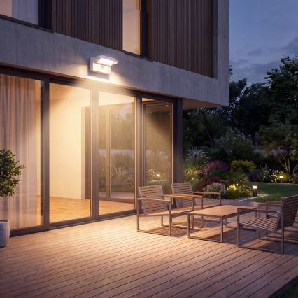 Lampă LED de perete pentru exterior cu senzor de mișcare și senzor de amurg LED/25W/230V 3000/4000/6500K IP54 albă