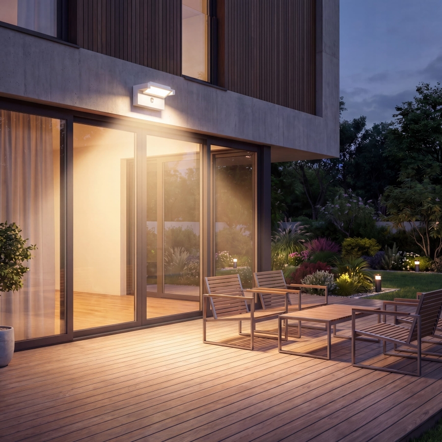 Lampă LED de perete pentru exterior cu senzor de mișcare și senzor de amurg LED/25W/230V 3000/4000/6500K IP54 albă