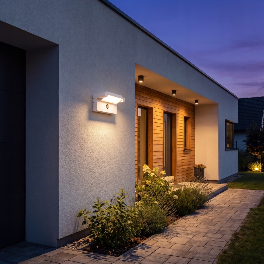 Lampă LED de perete pentru exterior cu senzor de mișcare și senzor de amurg LED/25W/230V 3000/4000/6500K IP54 albă