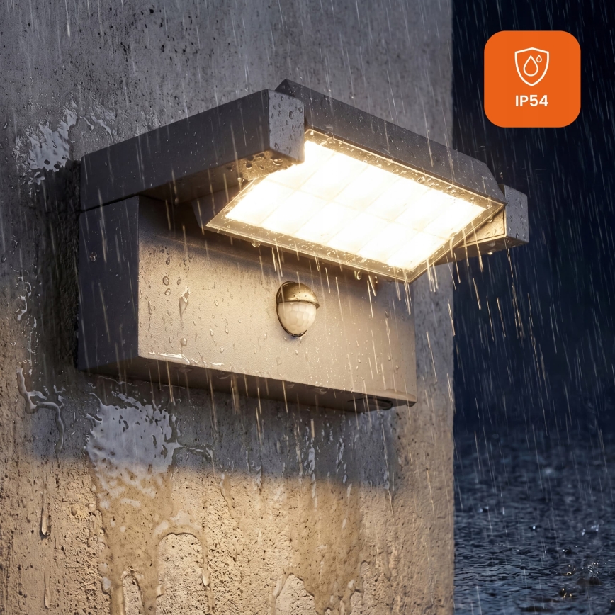 Aplică de perete LED pentru exterior cu senzor de mișcare și de amurg LED/25W/230V 3000/4000/6500K IP54 negru