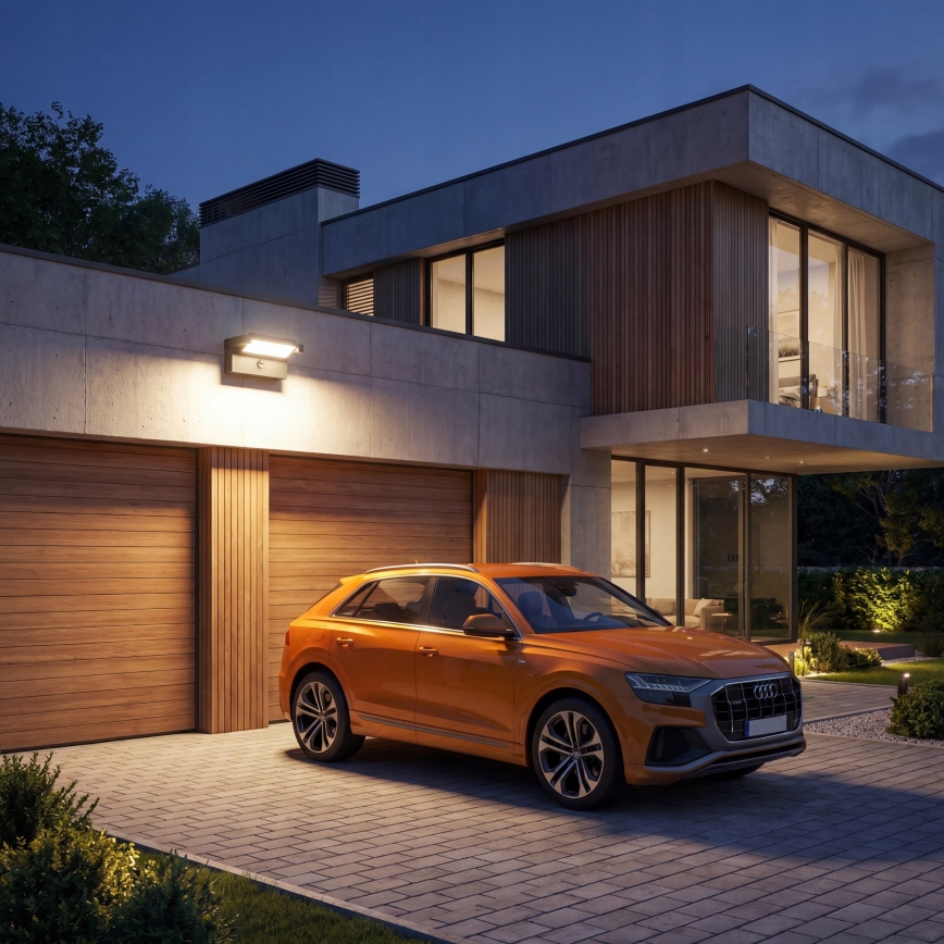 Aplică de perete LED pentru exterior cu senzor de mișcare și de amurg LED/25W/230V 3000/4000/6500K IP54 negru
