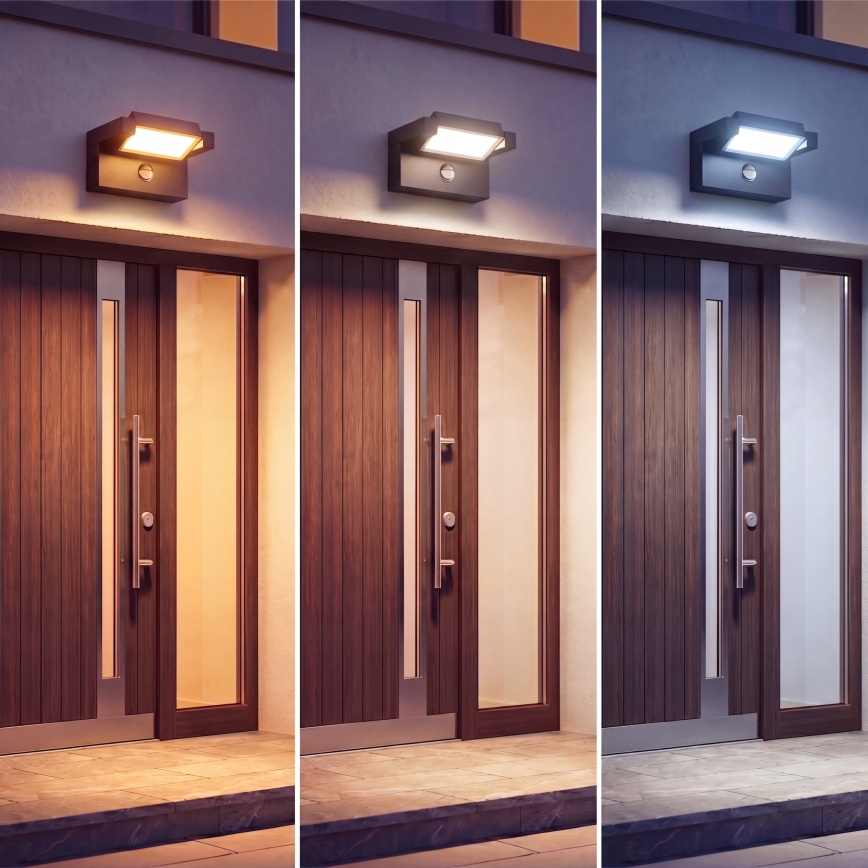 Aplică de perete LED pentru exterior cu senzor de mișcare și de amurg LED/25W/230V 3000/4000/6500K IP54 negru